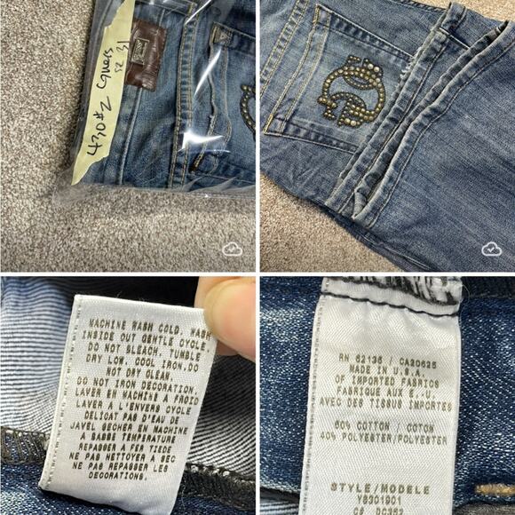 Guess womens foxy flare jeans sz 31 low rise dark wash studs Y2K 90s 00s Vtg - Picture 6 of 12